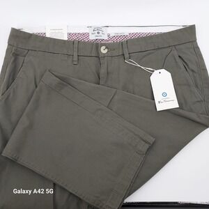 Ben Sherman Slim Fit Stretch Chino Pants Olive Green Mens 36W 30L NWT